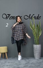 مانتو چهارخونه دکمه کج کد 353 - تصویر 2