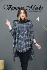 مانتو چهارخونه دکمه کج کد 433 - تصویر 8