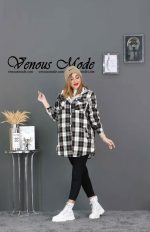 پالتو چهارخونه سفید مشکی