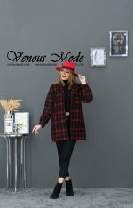 پالتو چهارخونه مشکی قرمز