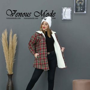 پالتو چهارخونه خز دار