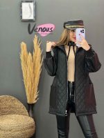 کاپشن آستین چرم