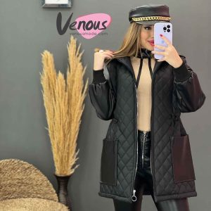 کاپشن آستین چرم
