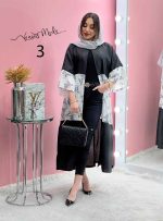 مانتو عبایی پفکی طرحدار کد 1357 - تصویر 7