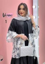 مانتو عبایی پفکی طرحدار کد 1357 - تصویر 8