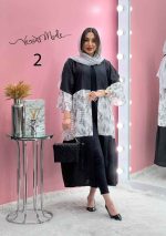 مانتو عبایی پفکی طرحدار کد 1357 - تصویر 6
