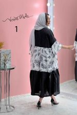 مانتو عبایی پفکی طرحدار کد 1357 - تصویر 10