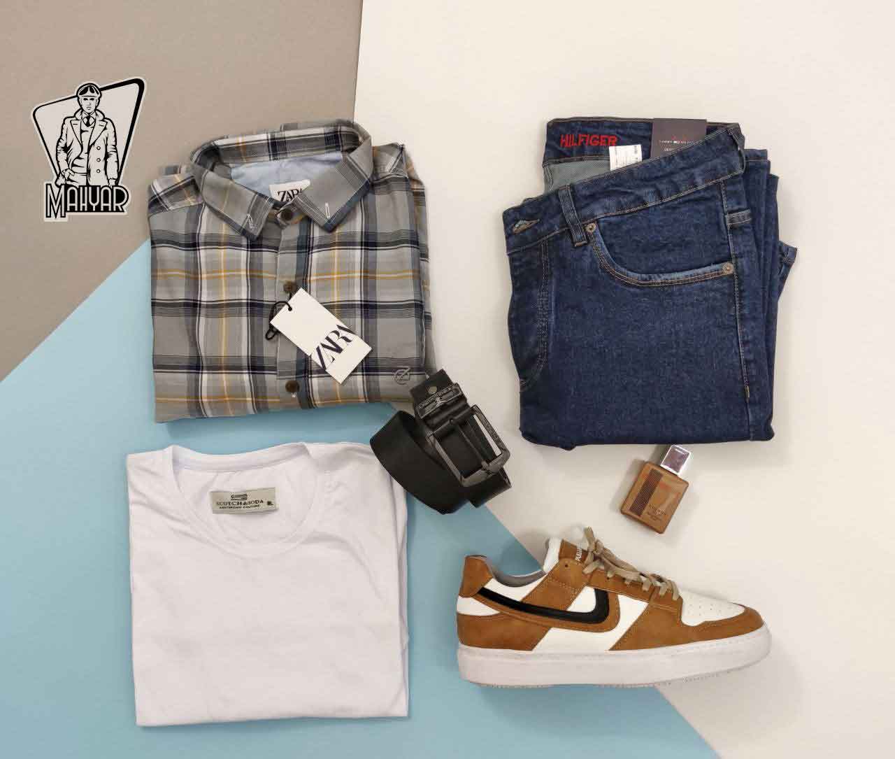 پیراهن چهارخونه مردانه ZARA پیراهن چهارخونه