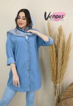 مانتو جین جلو دکمه کد 1272 - تصویر 6