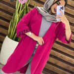 مانتو یقه آمریکایی آستین طرحدار