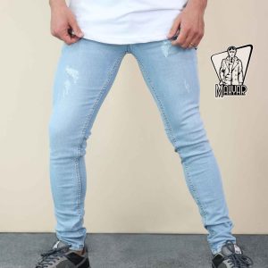 شلوار جین آبی روشن زاپ دار