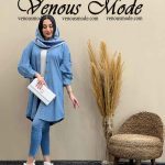 مانتو جین یقه برش