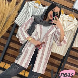 مانتو لنین راه راه چهار دکمه