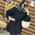 مانتو داکرون آستین پیله کمردار