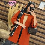 مانتو کتی چهاردکمه یقه پهن