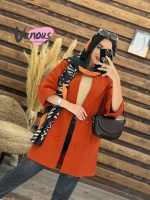 مانتو کتی چهاردکمه یقه پهن
