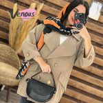 مانتو دکمه چوبی پشت بنددار