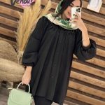 مانتو چین دار آستین پفی