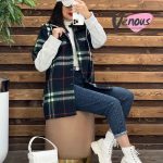 پالتو چهارخونه آستین دورس