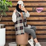 پالتو چهارخونه آستین دورس