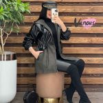 پالتو چرم ترکیبی کمرگت