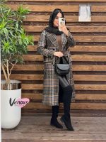 پالتو چهارخونه یقه انگلیسی
