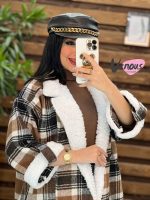 پالتو چهارخونه یقه خز کد 2064 - تصویر 18