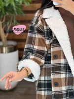 پالتو چهارخونه یقه خز کد 2064 - تصویر 7