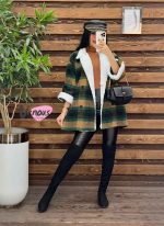 پالتو چهارخونه یقه خز کد 2064 - تصویر 21