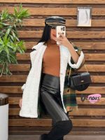 پالتو چهارخونه یقه خز کد 2064 - تصویر 6