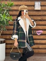 پالتو چهارخونه یقه خز کد 2064 - تصویر 16