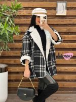 پالتو چهارخونه یقه خز کد 2064 - تصویر 15