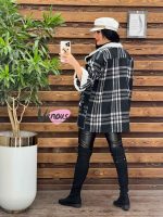 پالتو چهارخونه یقه خز کد 2064 - تصویر 4
