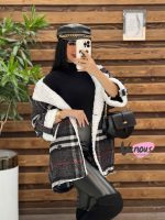 پالتو چهارخونه یقه خز کد 2064 - تصویر 8