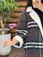 پالتو چهارخونه یقه خز کد 2064 - تصویر 14