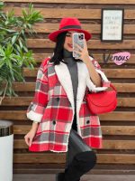 پالتو چهارخونه یقه خز در ونوس مد