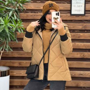 کاپشن لوزی دوزی آستین کشبافت