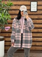 پالتو چهارخونه کلاهدار دکمه چوبی کد 2166 - تصویر 16