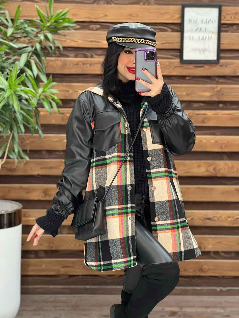 پالتو چهارخونه بالا چرم ونوس مد پالتو چهارخونه بالا چرم