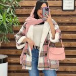 پالتو چهارخونه یقه خز