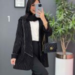 مانتو مغزی دوزی آستین پاکتی در ونوس مد