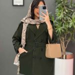 مانتو لنین شش دکمه کمردار