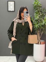 مانتو لنین شش دکمه کمردار