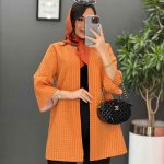 مانتو ژاکارد حصیری یقه گرد