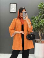 مانتو ژاکارد حصیری یقه گرد