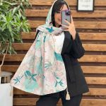 شال حریر نخ طرح گل منگوله دار کد2623