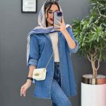 مانتو جین بهاره جلو دکمه در ونوس مد