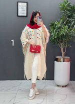 مانتو لنین نچرال بلند طرح دوزی کد 2672 - تصویر 13
