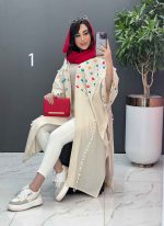 مانتو لنین نچرال بلند طرح دوزی کد 2672 - تصویر 9