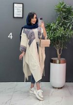 مانتو لنین نچرال بلند طرح دوزی کد 2672 - تصویر 4